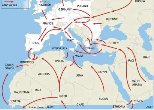 Further risk of introduction into European countries Active Immigration Routes