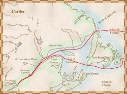 Route Taken and Obstacles Faced In 1534, Jacques Cartier sailed along the Atlantic Ocean, looking for a path through North America to East Asia.