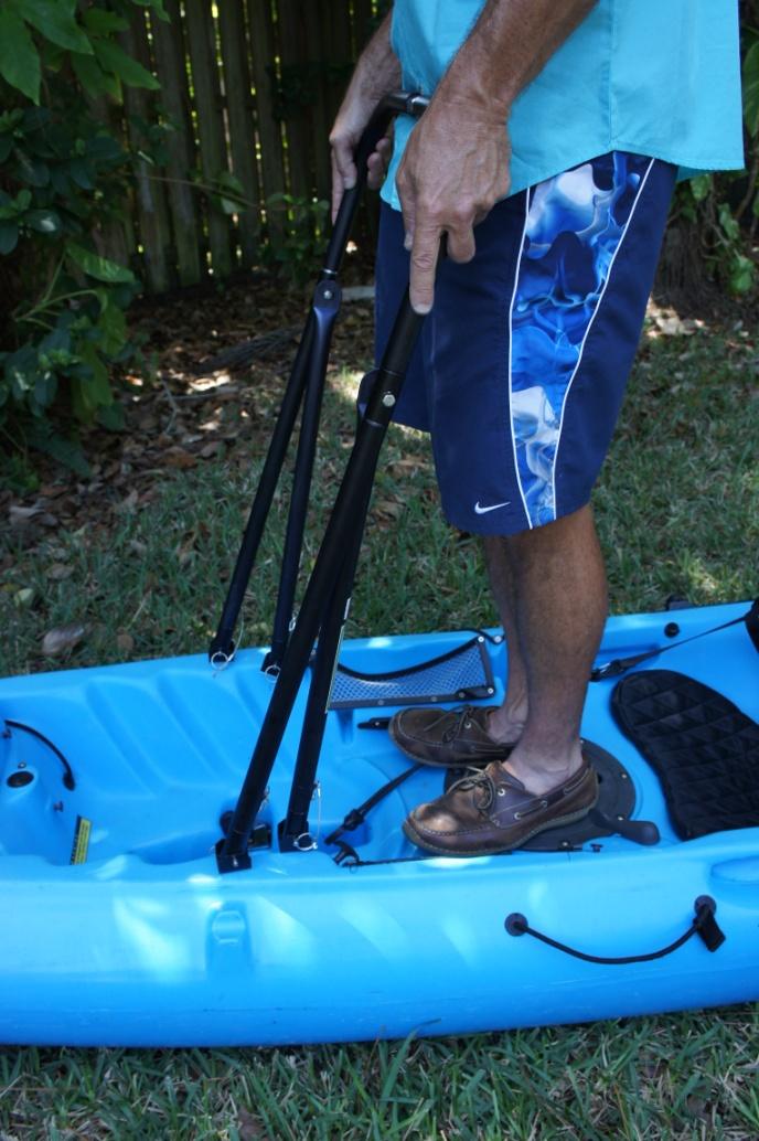 You can spread the width as needed to get the front feet to sit on the kayak in the desired location.