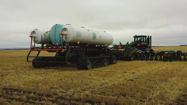 Dechant Farms has built 3 of their own design application trailers that carry 4,000 gallons of NH3 and 2,600 gallons of liquid fertilizer.