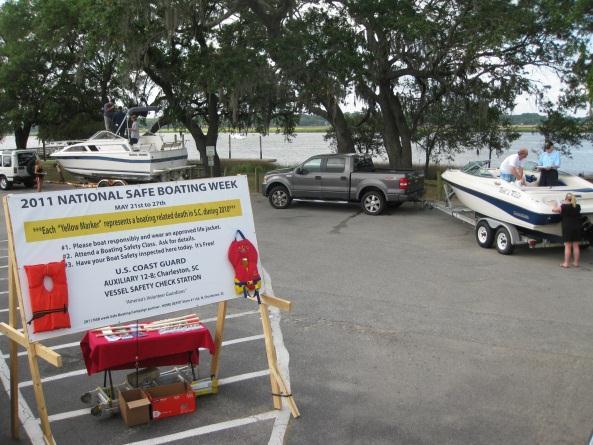 FLOTILLA 12-1 21-27May, Small teams worked five major boat ramps and marinas and coordinated dates and locations with SC DNR for optimal coverage throughout the week.
