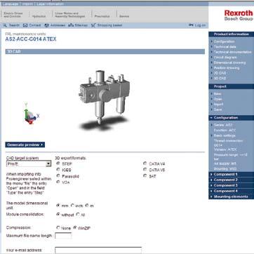 The Rexroth Internet portal is available around the clock and supports you in all areas of the total process from design through to delivery.