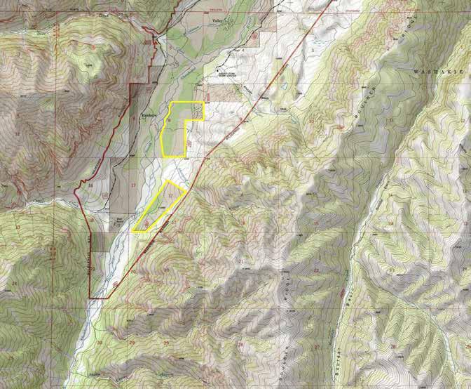 Flying H Ranch Topographical Map (Green shading is National Forest and