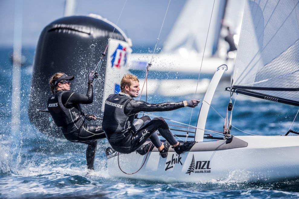 Jones and Saunders paired up for a Nacra 17 campaign after its inclusion in the Olympic Games was announced back in 2013, and are one of the younger crews competing in this exciting class which