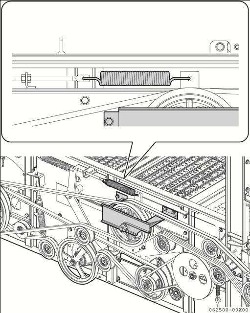 (Two places) Tension for central pulley to spreader drive pulley Tension for