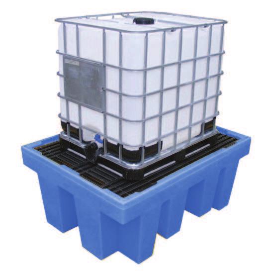 resistant to most chemicals and incorporates a standing surface / grid for the IBC.