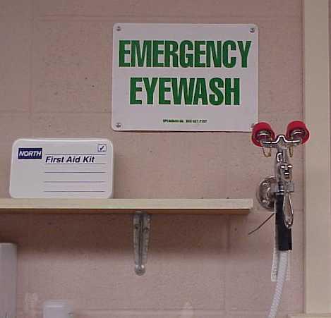 What to do in case of an eye injury If you get dust, a wood chip or another small particle in your eye, look down and flush it out with eyewash solution.