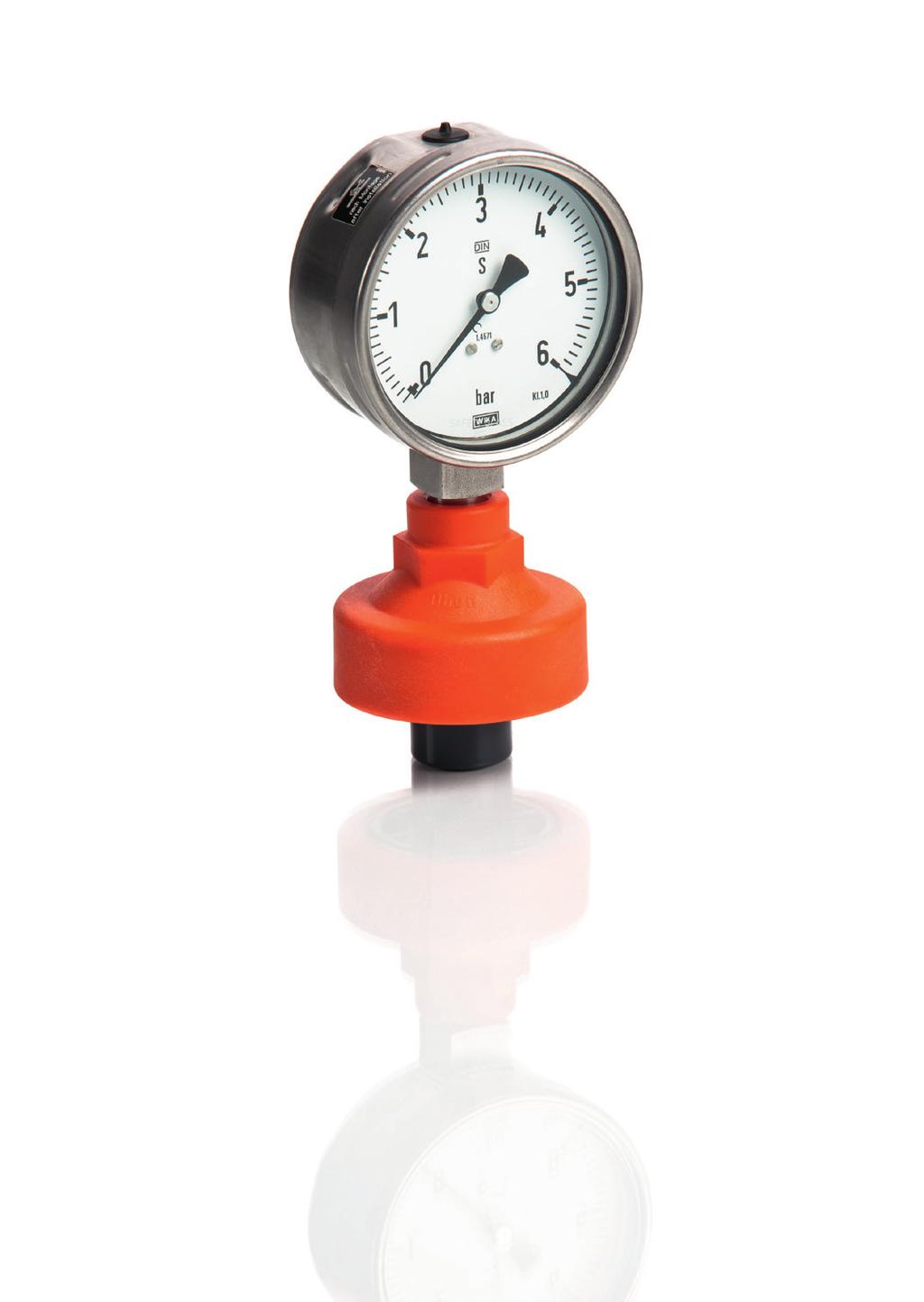 Diaphragm pressure gauge guard MDM 90 Nominal size DN 0 5 Pressure PN 10 bar Features Pressure measurement up to 10 bar EPDM diaphragm with PTFE coating on the side in contact with the medium