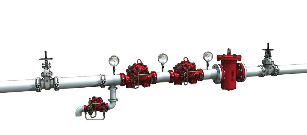 Installed in series, two 867-4T valves provide a two-stage, high reduction in pressure and/or added protection to a reduced-pressure zone.