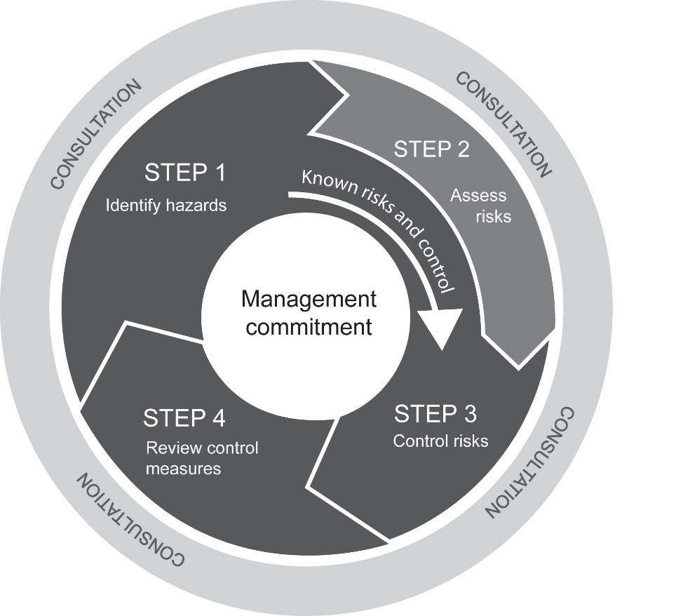 Figure 1: The risk management process Consulting workers Section 47: The WHS Act requires that ANU consults, so far as is reasonably practicable, with workers who carry out work who are (or are