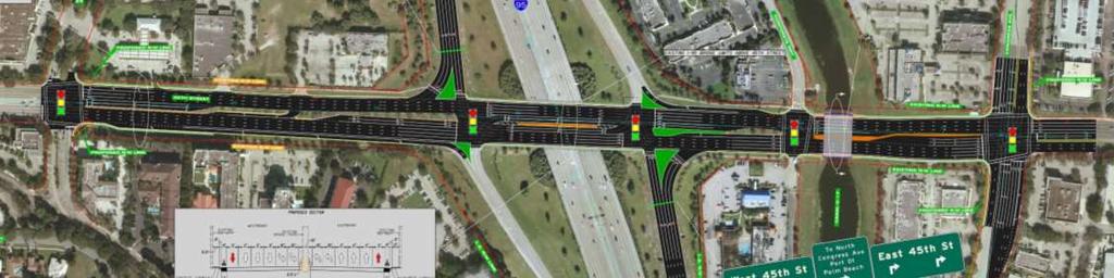 I-95 SB Off Ramp I-95 NB Off Ramp Corporate Way Congress Ave Northpoint Blvd SR 9/I-95 Interchange at PD&E Study Alternative 1 2040 Year Conditions Lane Configuration, Delay and LOS Existing Lane