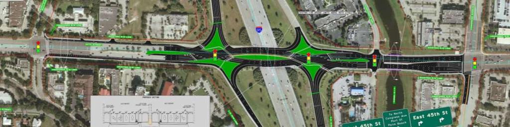 I-95 SB Off Ramp I-95 NB Off Ramp Corporate Way Congress Ave Northpoint Blvd SR 9/I-95 Interchange at PD&E Study Alternative 2 2040 Year Conditions Lane Configuration, Delay and LOS Existing Lane