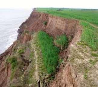 3) Cliff Erosion A) Lake is at Base of Cliff Waves undercut and remove material