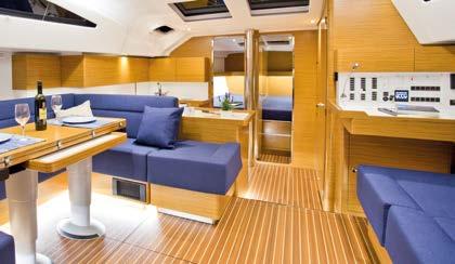 Additional double berth in saloon Skipper cabin Teak in cockpit and on platform Ambient lights Hull lamination L-shaped keel Single rudder Twin rudders