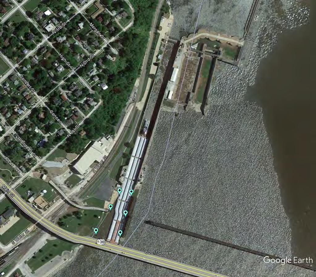 Figure 5. Location of receivers to be installed at Lock 19.