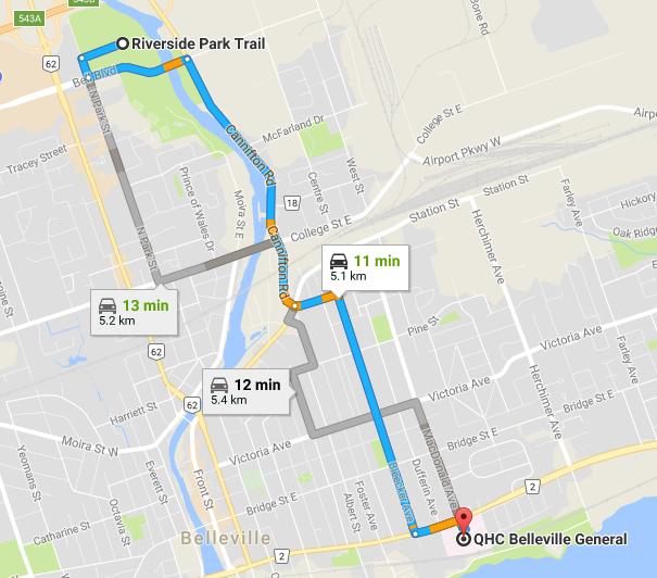 Directions from Race site to Hospital 1. Take North Park St. to Bell Blvd 2. Take Cannifton Rd.