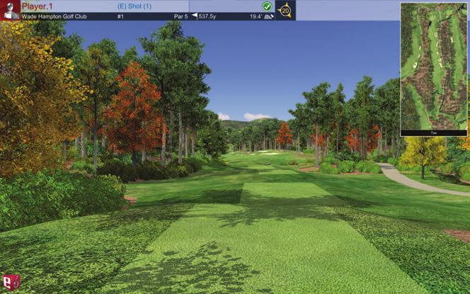 PLAYING A ROUND 11 PLAYING A ROUND ON SCREEN INTERFACE USER INTERFACE: E6 Menu Button Information Box Course Name Hole Par Distance from the ball to the pin Player Name Scoring Shot Number Difference