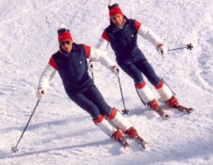 1974 - Two-footed turns with Junior Bounous, turning and flexing to decrease the pressure in soft snow. This was for early weight transfer and to move with the skis.