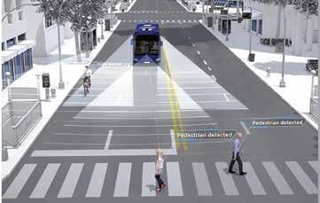 BLIND ZONES AROUND LARGE VEHICLE Shield+ yields amazingly simple left, center, and right alarm interfaces that communicate audio and visual alerts to drivers based on the directional location of the