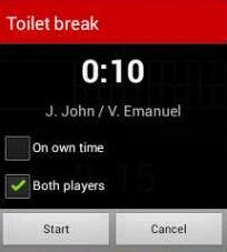 Toilet/ Change of attire break If both players on a team leave together to take a toilet break, tick the Both Players box: 4.