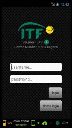 To log in into live environment to score matches, enter the username and password provided to you by the ITF Supervisor by tapping on the Username bar.