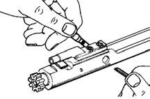 Remove firing pin retaining pin (Never Open or Close the Split End of