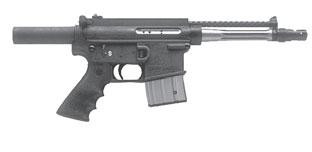 It is a very light weight firearm; gas operated, magazine fed, and operates in semi-automatic mode (i.e., a single shot fired each time the trigger is pulled).