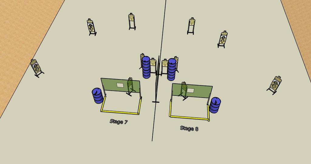 Stage 8 Right Side Left Course Designer: BPSA Design Team START POSITION: Standing with both feet outside shooting area, behind barrel, wrists above shoulders.