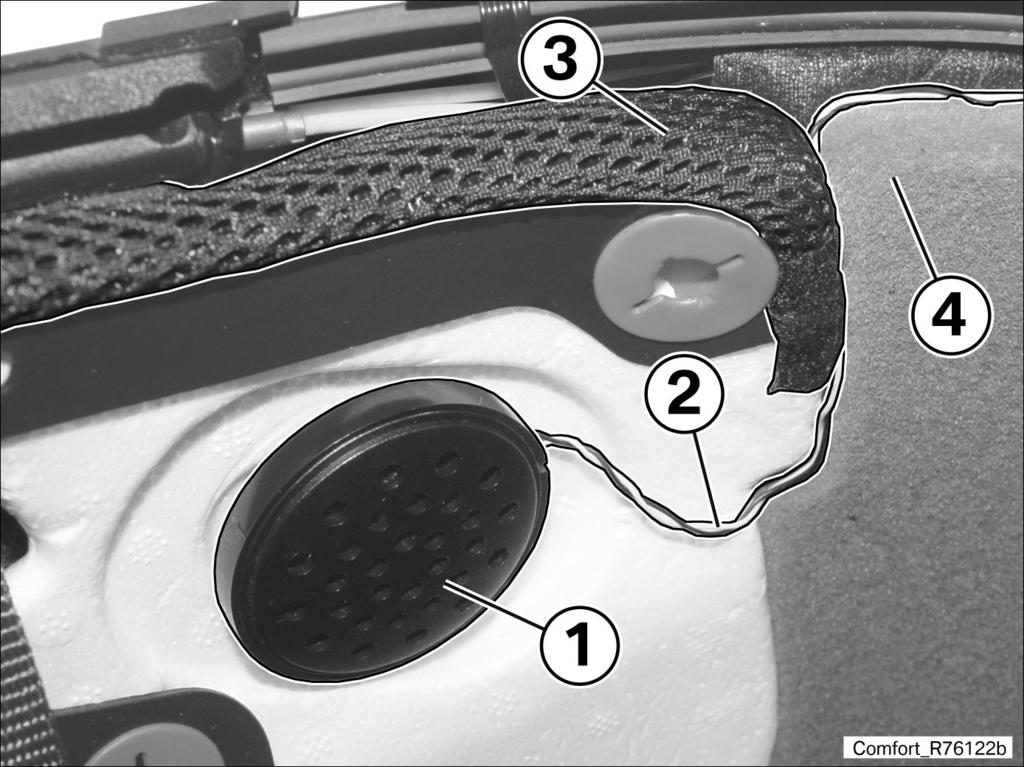 pad (4). Carefully route cable (2) behind EPS head pad (4). 20 Install head padding Mount head padding (1) and align it.