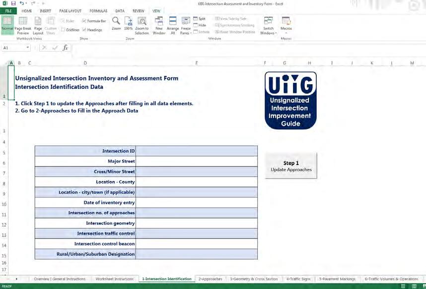 UIIG Toolkit Lists variety of data elements related to physical/operational characteristics of an unsignalized intersection Provides an interface
