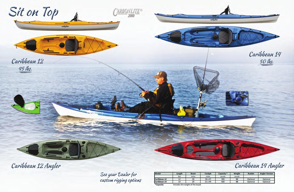 The Caribbean 12 has features sure to please the recreational paddler as well as the avid fisherman. This lightweight kayak is very stable and has excellent tracking.