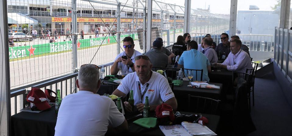 CHAMPION With excellent views of the last chicane exit on Circuit Gilles-Villeneuve, Champions Club guests will enjoy an urban oasis in the midst of the racing action.