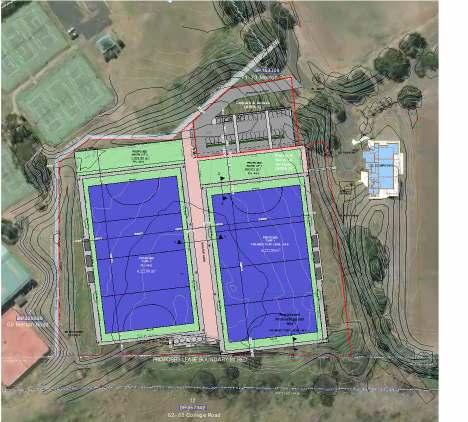 The Infrastructure Two new artificial hockey turfs FIH Global Standard Two turf training areas 64m x 15m Temporary seating areas 500capacity Muster area between
