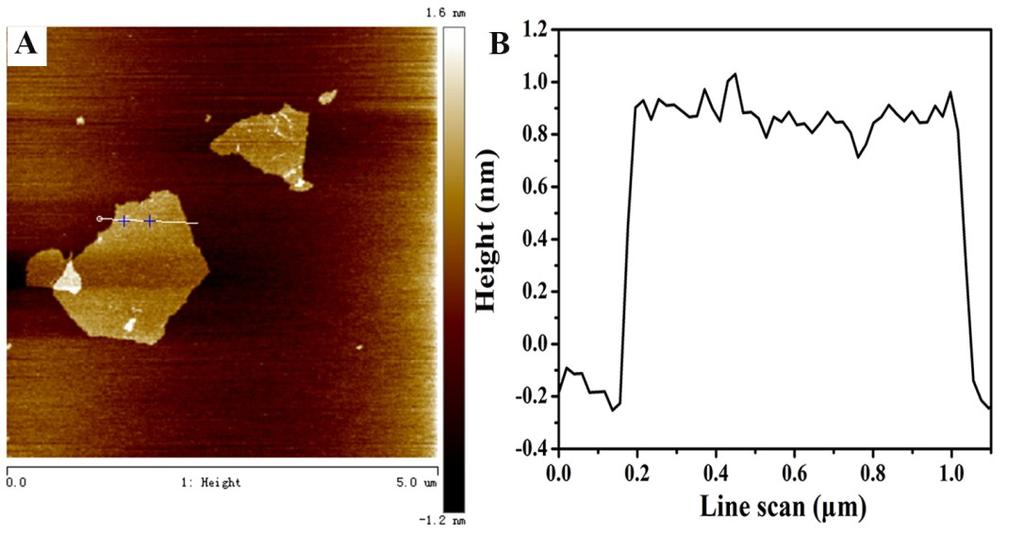 Characterization of GO Fig. S1. AFM image (A) and height profile (B) of GO nanosheet. Optimization of experimental conditions Fig. S2.