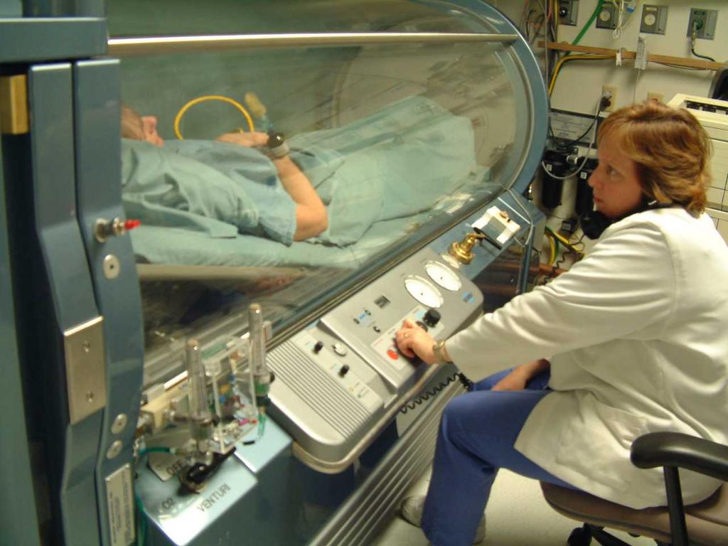 Hyperbaric Oxygen Therapy Definition: Inhalation of 100% oxygen while