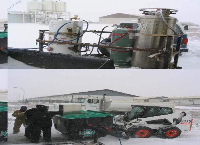 Portable container system developed in Canada Skid steer mounted Plastic bin, CO 2 cylinder, vaporizer and