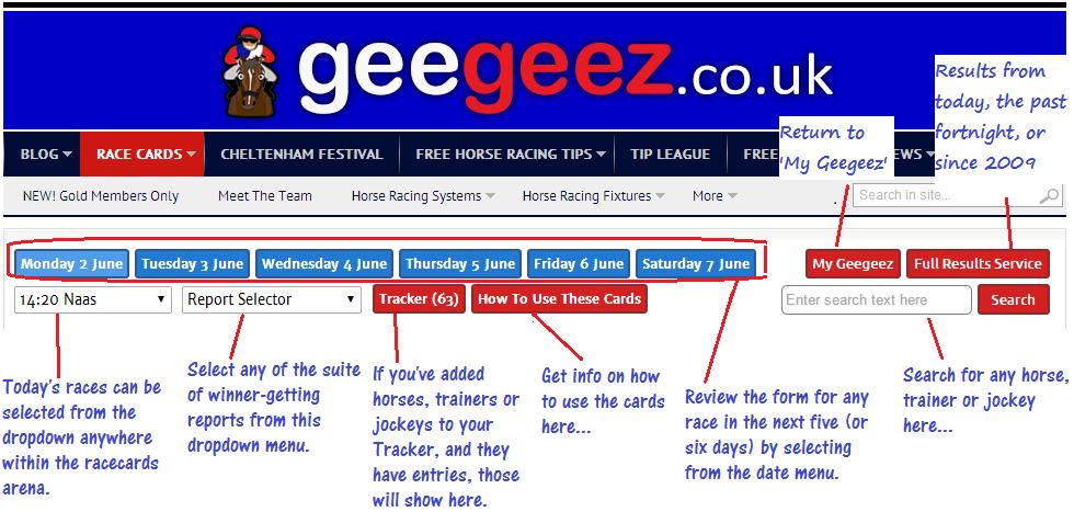 Racecards Home Page Clicking on racecards from the main menu at geegeez.co.uk or linking directly to http://www.geegeez.co.uk/race-cards/ brings up the day s racecards.