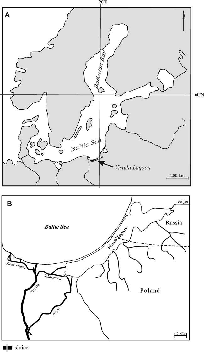 92 Fig. 1 a Baltic Sea including the study area b Vistula Lagoon in the southern part of the Lagoon, while in the northern part its contribution was rather marginal.
