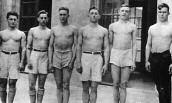 STANFORD AT THE CONFERENCE CHAMPIONSHIPS 1916 Stanford Wrestling. L to R Gonzalez (115), Gagos (135), Campbell (145), Wise (Coach), Eiskamp (158), Daniels (HWT). 1916 Stanford Wrestling. On April 8, Stanford s first wrestling team traveled to Cal s Harmon Gym and won two of the five matches contested.