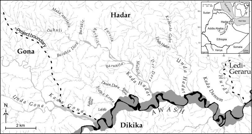 6 W.H. KIMBEL AND L.K. DELEZENE Fig. 1. Map showing location of Hadar. The Hadar Formation (see Fig. 2) was first recognized for the fossiliferous rocks at Hadar by Taieb et al.