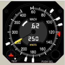 FLIGHT INSTRUMENTS MACH INDICATOR The Mach indicator displays the ratio of its airspeed to the local speed of sound.