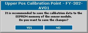 User s Manual It is possible to save the calibration in the EEPROM memory of the positioner transducer module, which is recommended.