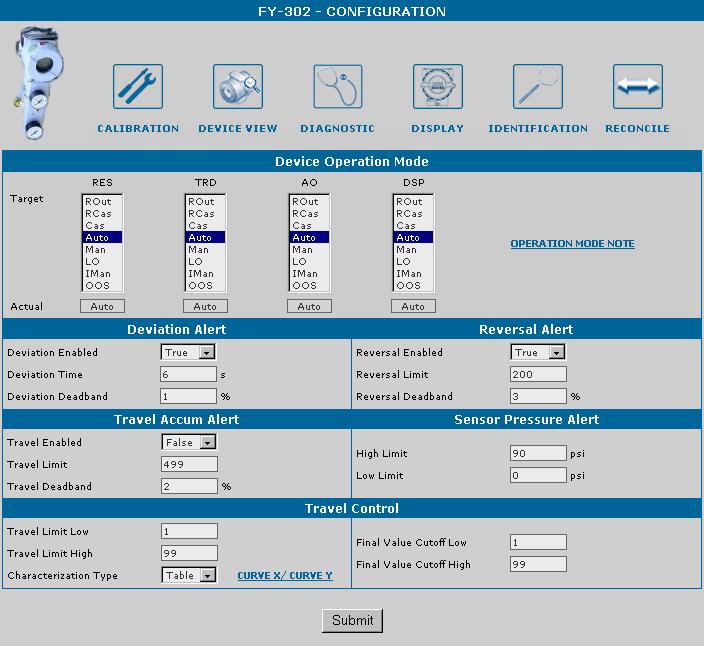 FY302 AssetView HMI FY302 Configuration Page There are a few parameters in the FY302 transducer block that can be used in the predictive and proactive maintenance.