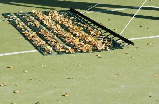 Remove leaf litter, food, spillages regularly so they do not start to decay and become ingrained in the pile of the hockey turf Leaves can be best removed using an Aussi-Sweep drag mat or leaf vacuum