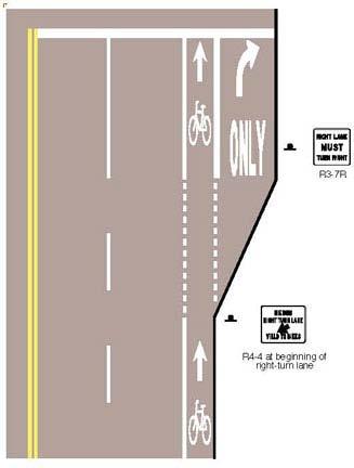 intersections where bike lane passes through