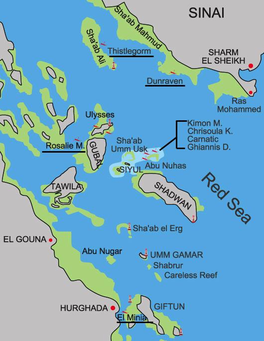 across to Gubal Island where we will dive the Rosalie Moller, down to Abu Nuhas where the Ghiannis D, Carnatic, Chrisoula K & Kimon M all lie across a huge reef and then back to Hurgharda to dive the