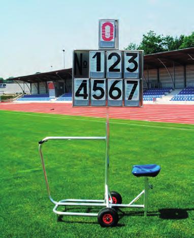 The mobile chassis provides the space to display the necessary scores. It comes with eight number plates. Order No.