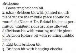 21 Horse Tack Bits: 1.B.1. Bridoon and Curb Bits USEF DR121.6. 1.B.1. Bridoon and Curb Bits for Double Bridles 1.