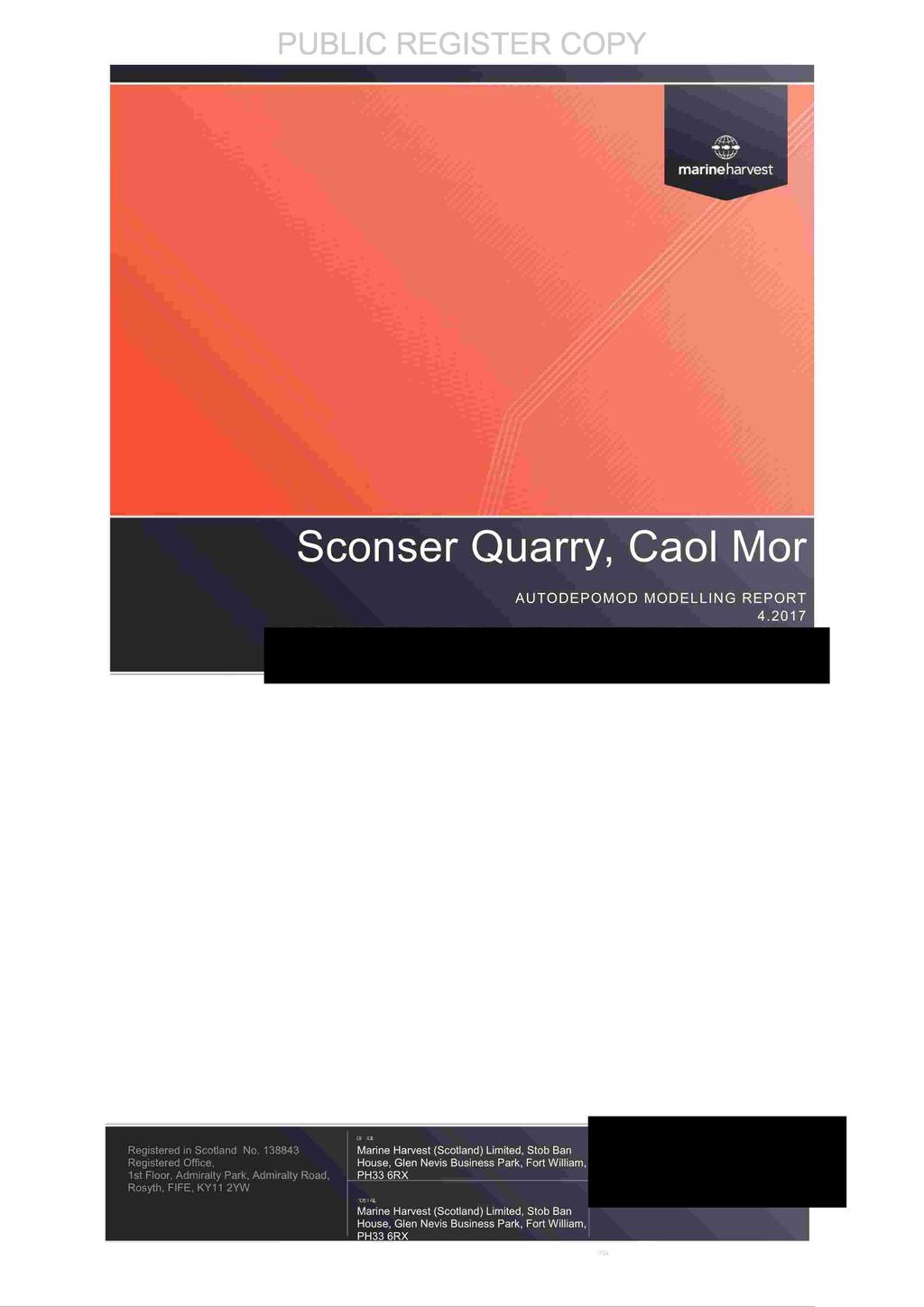 Sconser Quarry, Caol Mor AUTODEPOMOD MODELLIN G REPORT 4.2017 Registered in Scotland No.