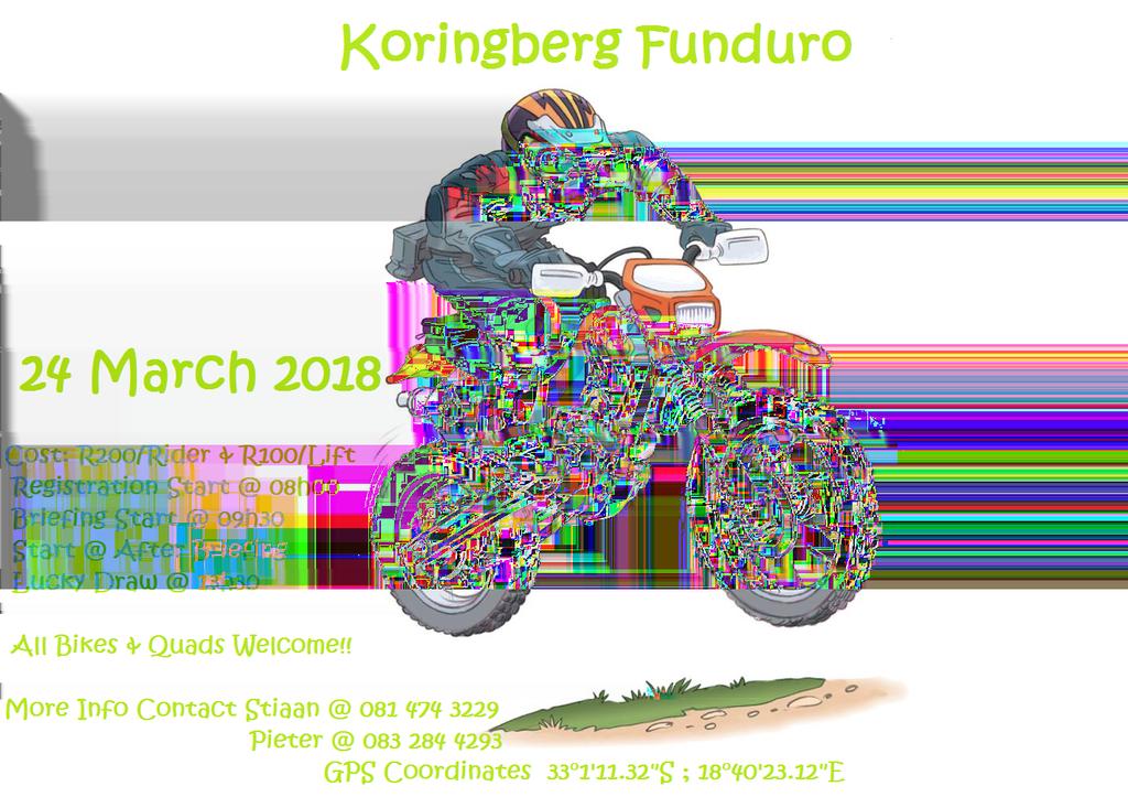 Event Name: Koringberg Funduro Event Location: Town Hall,